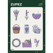 Zupez Lavanta Temalı Premium Kumaş Transfer Tasarımı Botanik Illüstrasyon