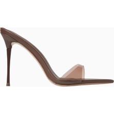 Azúcar 105 Pvc-Vegan Deri Kahverengi Kadın Mule Sandalet Şık ve Zarif