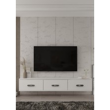 Demonte Decor 1366TV180-32DD Duvara Montaj Tv Sehpası Beyaz-Gümüş