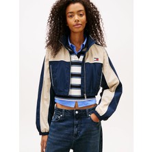 Tommy Hilfiger Tjw Naylon Şerit Detaylı Kadın Mavi Yağmurluk DW0DW22055C1G