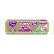 Parex Natura Büzgülü 10'lu Çöp Torbası Büyük Boy 65 x 70 cm 25'li Paket