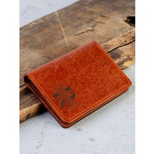 Quska Kişiye Özel Isimli El Yapımı Hakiki Deri Kiremit Cüzdan Tipi Kartlık- Grain Slim