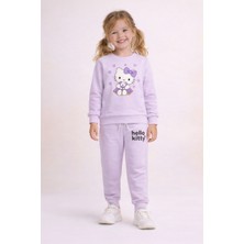 Kr Kids Butik Hello Kitty Lisanslı Kız Çocuk Eşofman Takımı Lila – Pamuklu, Günlük Rahat Kullanım