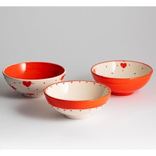 Storemax Sunset El Yapımı ve El Boyaması 15 cm Seramik Kase Üçlü Seti