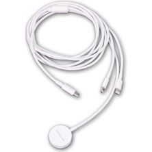 Storemax 3'ü 1 Arada Şarj Kablosu 2 Metre Uyumlu Usb-C To Lightning + Mıknatıslı Şarj Ucu, Hızlı Şarj Destekli Çoklu Kablo iPad Airpods ve Beyaz
