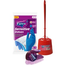 Parex Genel Amaçlı Ovma Fırçası, Tuvalet Fırçası ve Temizlik Eldiveni Paketi