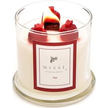 Storemax Üfleme Cam Ahşap Fitilli Nar Vegan Mum (140 Gr)