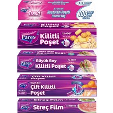 Parex Farklı Ebatlarda Kilitli Buzdolabı Poşeti ve Streç Film Paketi