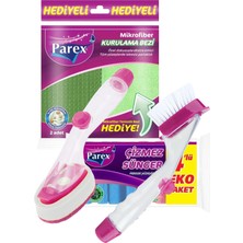 Parex Hazneli Sünger Fırça ,çizmez Sünger ve Kurulama Bezi Paketi