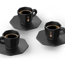 Storemax - 4'lü Espresso Fincan Seti - Sekizgen Tasarım - Siyah Renk - Porselen