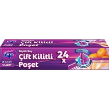 Parex Çift Kilitli 12'li Buzdolabı Poşeti Büyük Boy 26 x 28 cm 24'lü Paket