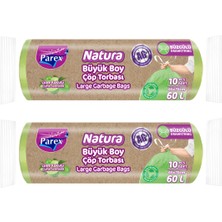 Parex Natura Büzgülü 10'lu Çöp Torbası Büyük Boy 65 x 70 cm Ikili Paket