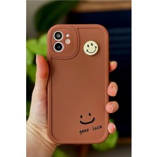 Storemax Go Aksesuar 11 Yuvarlak Kamera Tasarımlı Smile Kahve Yumuşak Silikon Kamera Korumalı Kılıf