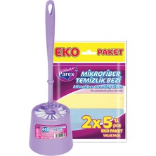 Parex Tuvalet Fırçası ve 2 x 5 Mikrofiber Temizlik Bezi Paketi