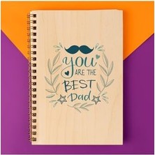 Storemax En Iyi Babalara Hediye 8 cm x 12 cm Ölçülerinde Çizgisiz 48 Yaprak Ahşap Kapaklı Defter