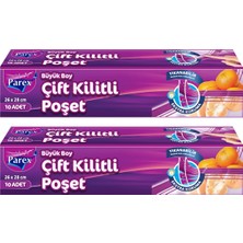 Parex 10'lu Çift Kilitli Buzdolabı Poşeti Büyük Boy 26 x 28 cm Ikili Paket