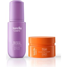 Aurelia Genève Mango  & Blueberry Skinsmoothie Duo - Vegan Makyaj Temizleme Balmı & Nemlendirici Vegan Yüz Temizleme Köpüğü Seti