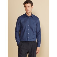 Brooks Brothers Slim Fit Klasik Yaka Lacivert Erkek Gömlek BBFW25MSH009