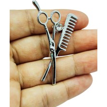 BB Bi Butik Shop Gümüş Makas ve Tarak Broş