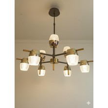 Avonni AV-7035-5600-9 Sarı Kaplama Modern Avize LED Metal Pleksi H: 70 cm, Ø: 55 cm