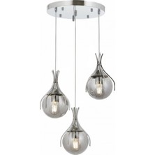 Avonni AV-1766-3KT Krom Kaplama Klasik Avize E27 Metal Cam 40 cm