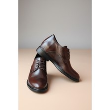 Elevold One Erkek Hakiki Deri El Yapımı Klasik 7 cm Boy Uzatan Ayakkabı - Acı Kahve
