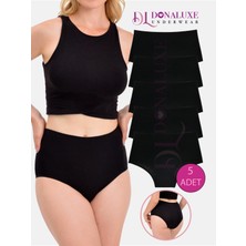 Donaluxe Kadın Külot, Yüksek Bel Külot Siyah Pamuklu Yumuşak Kumaş 5'li Paket