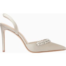 Nass Sandra 100 Kristal Işlemeli Saten Slingback Stiletto, Şık ve Zarif