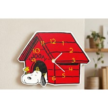 Grifon3D Snoopy ve Woodstock Tasarımlı Dekoratif Duvar Saati - Çocuk Odası Için Doğa Dostu Pla Malzeme (25X20 Cm)