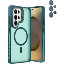 Marsilyan Samsung Galaxy S25 Ultra Flet Lens Magsafe Kapak - Koyu Yeşil