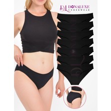 Donaluxe Kadın Slip Külot, Siyah Renk Bikini Külot, Pamuklu Yumuşak Kumaş 7'li Paket Bikini Külot