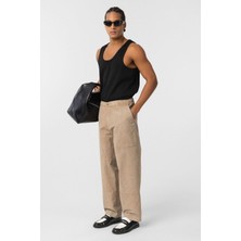 Vamos Yıkamalı Baggy Gabardin Pantolon Taba