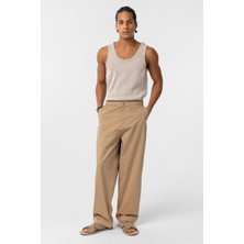 Vamos Yıkamalı Gabardin Baggy Pantolon Taba