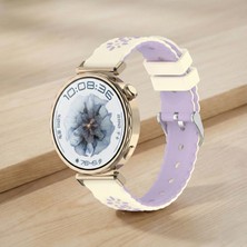 bbtech Huawei Watch Gt6 41MM/GT5 41MM/GT4 41MM/GT2 Pro 42MM Silikon Çiçek Desenli Çift Renk Kordon 18MM Kayış