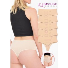 Donaluxe Kadın Yüksek Bel Tanga Ten Rengi Pamuklu Yumuşak Kumaş 5'li Paket Külot