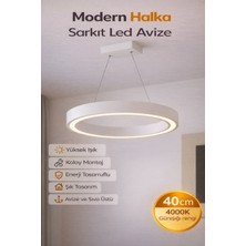 Dizano Modern Halka LED Aydınlatma 40CM 4000K Günışığı, Salon ve Ofis, Sıva Üstü Veya Sarkıt Avize