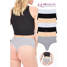 Donaluxe Kadın Tanga , Yüksek Bel Tanga Siyah Gri Ten 7'li Paket