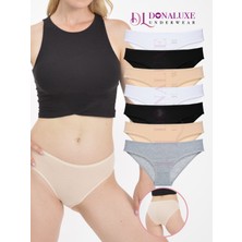 Donaluxe Kadın Slip Külot, Siyah Beyaz Ten Gri Renk Bikini Külot, Pamuklu Yumuşak Kumaş 7'li Paket Bikini