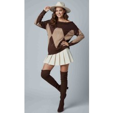 Modelist Madonna Yaka Baklava Desen Triko Kazak