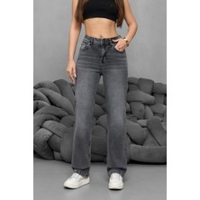 Bikelife Kadın Yüksek Bel Boru Paça Straight Fit Jean