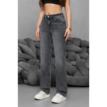 Bikelife Kadın Yüksek Bel Boru Paça Straight Fit Jean