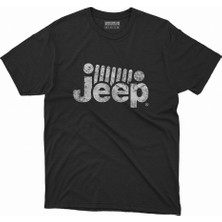 Jeep Logo Tasarımlı Bisiklet Yaka Penye Tişört