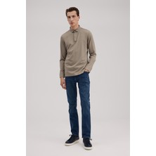Jakamen Kahve Slim Fit Polo Yaka Sweatshirt