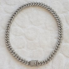 Canka 1,2 cm Taşlı Cuban Zincir Unisex