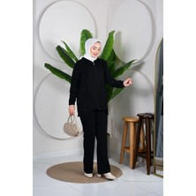 Trendparis Kapüşonlu ve Fermuarlı Yanları Taş Detaylı Ikili Takım