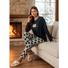 Remsa Kadın Termal Uzun Kol Pijama Takımı 4718 Petrol