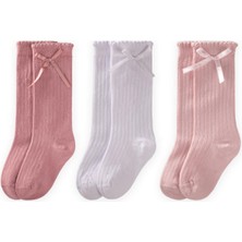 Cigit Üçlü Fiyoklu Soket Çorap 3-10 Yaş Beyaz, Pudra, Gül Kurusu