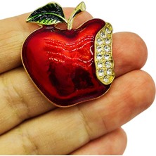 BB Bi Butik Shop Kristal Taşlı Isırılmış Elma Broş