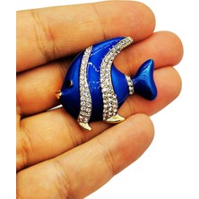 BB Bi Butik Shop Mavi Taşlı Balık Broş