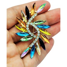 BB Bi Butik Shop Gösterişli Kristal Yaprak Broş